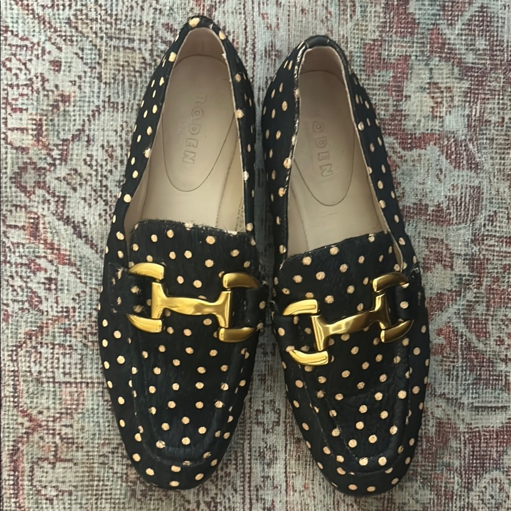 Iris boden Black and Gold Dot Loafers